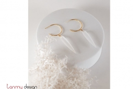 Frosted quartz drop earings with 18k gold